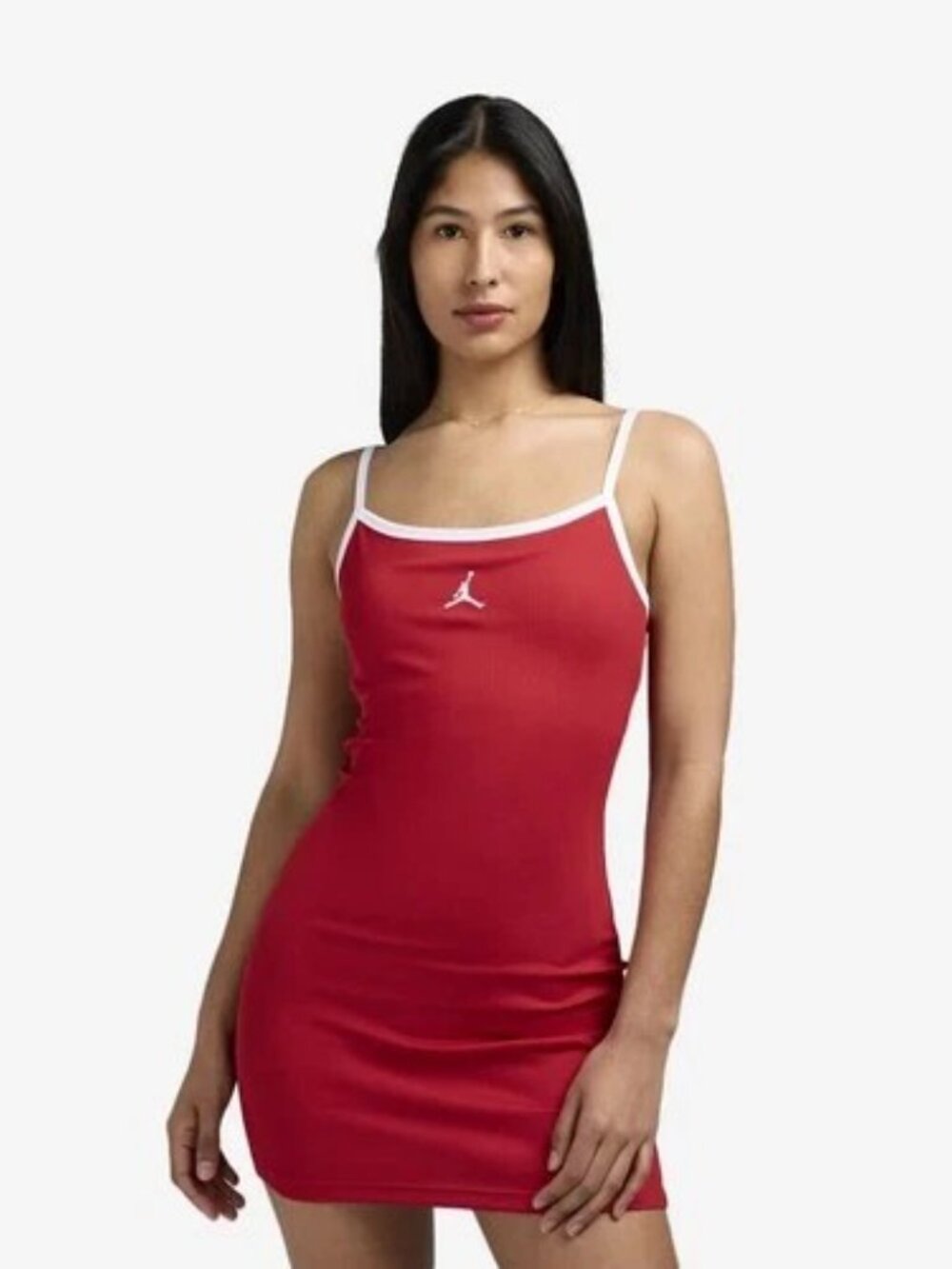 Air Jordan Tank Dress Womens S Tight Fit Red HJ0062 ribbed adjustable straps $58